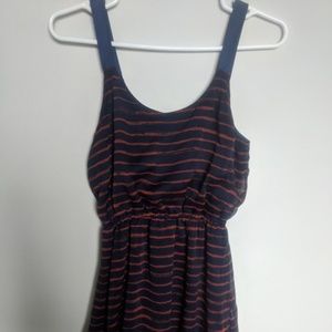 Xhilaration Navy/Orange Stripe Sun Dress